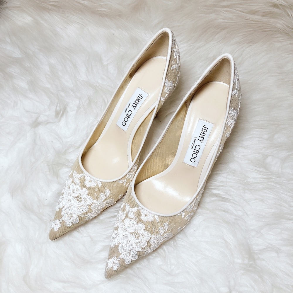 ❤️SOLD❤️new Jimmy Choo LOVE floral lace pumps 37.5 - Picture 2 of 9
